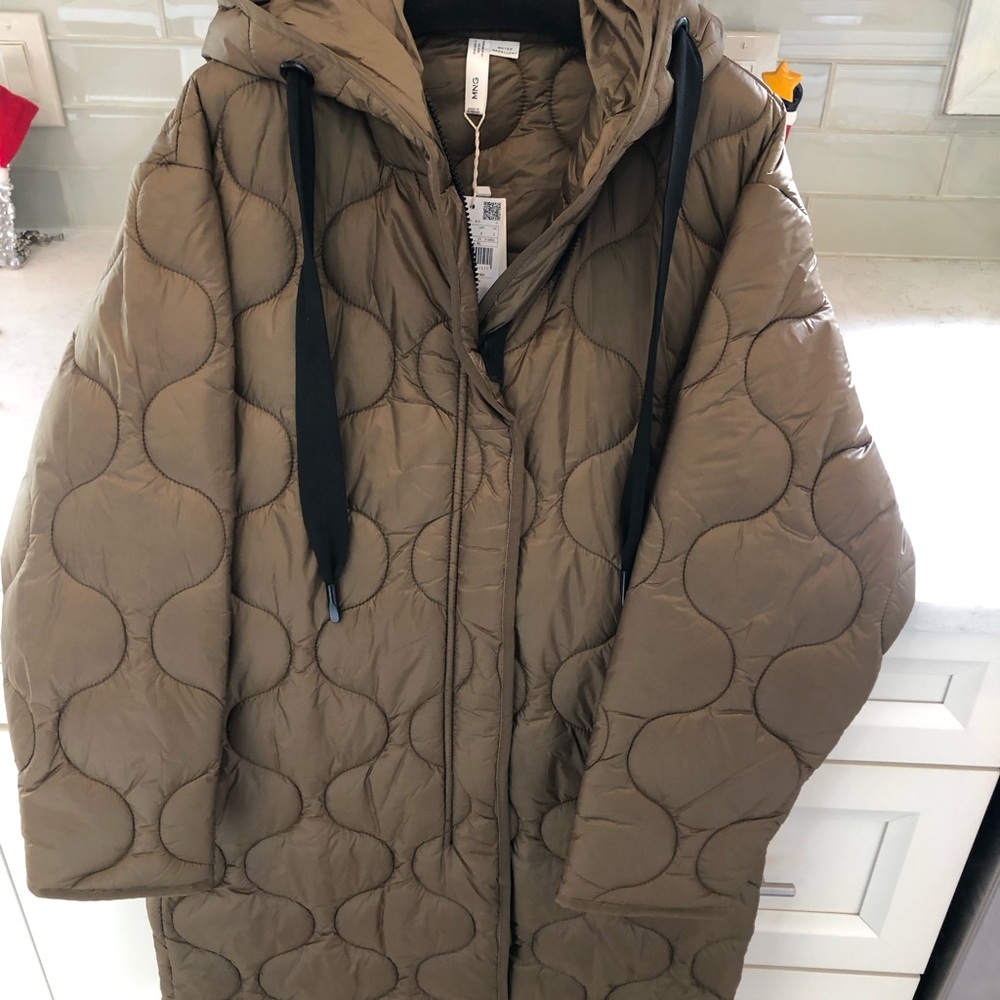 MNG Quilted Puffer Jacket in olive